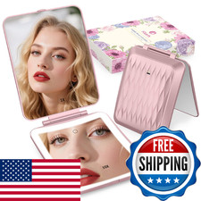 klarh 1X/10X Magnifying Makeup Mirror 3 Colored Lights Touch Control Rechargeabl