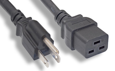 RiteAV Heavy-Duty Power Cord, NEMA5-15P / C19 15A 125V 14AWG Black, 8FT