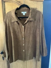 Citron Santa Monica Blouse Jacket Japanese Print Floral Artsy Silk Sz L