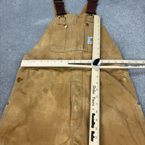 Carhartt Dungarees Adult 30x30 Tan Overalls Bib Double Knee Canvas Duck Mens - Picture 4 of 11