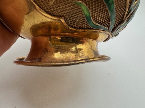 Jarrón de plata lavado dorado de exportación chino vintage con dragones esmaltados y mariposas diciembre - Imagen 20 de 21