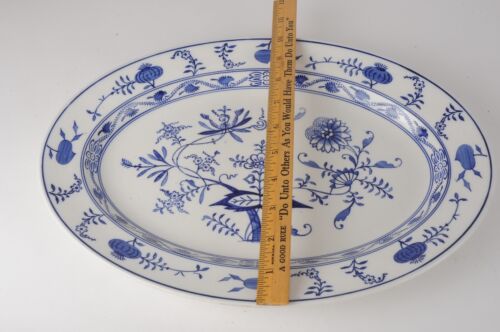 Vintage Villeroy & Boch Dresden SAXONY Serving Platter White Blue Onion 14x10" - Picture 2 of 10