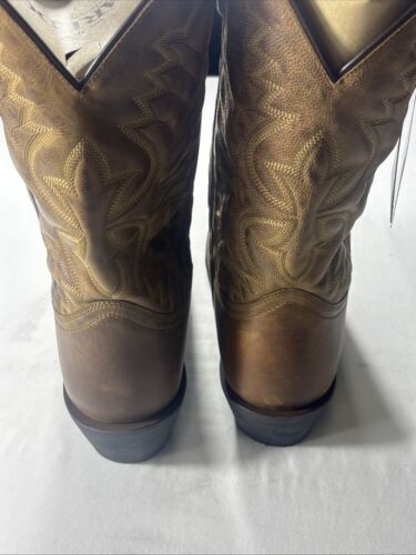 Laredo Tan Round Toe Distressed Cowboy Mens Brown Boots 68452 Size 12 - Picture 5 of 10