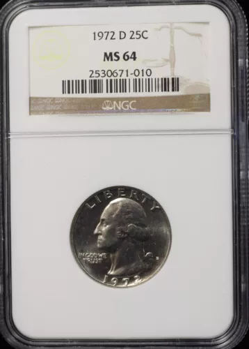 1972-D WASHINGTON QUARTER 25C NGC MS64 (P0042)