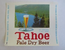 Old Vintage 1950's TAHOE BEER LABEL - LAKE TAHOE - Grace Bros Brewing Santa Rosa