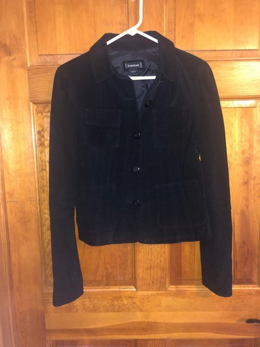 Bebe Black Button Front genuine Suede 