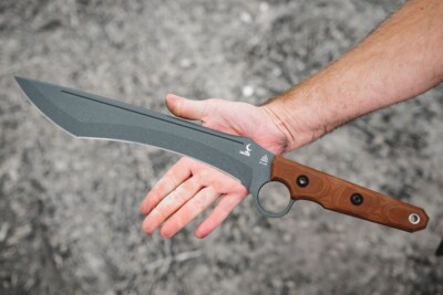 TOPS Lilith Fixed Knife 14'' 1095HC Steel Full Tang Blade Tan Micarta Handle