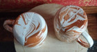 VTG Drip Glaze Art Pottery Cups Set of 2 Brown Red 12 Oz Off White Coffee Mugs — photo 10