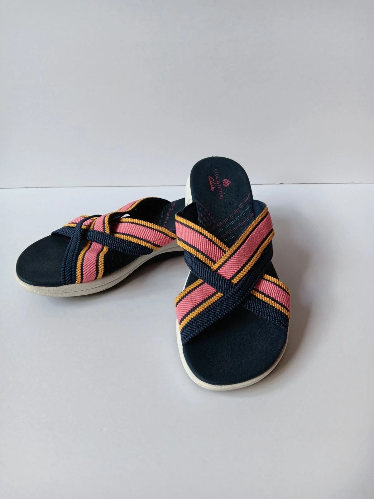 Sandali da donna Cloudsteppers By Clarks Mira Isle Slide 7 5 M blu navy corallo arancione