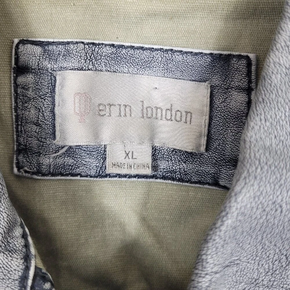 Chaleco Erin London de cuero sintético con estampado de mezclilla para hombre talla XL Foto 3 de 4