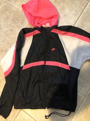 Authentic Nike 90 s style Classic Nylon ￼Windbreaker mens sz MED Black & Infrare