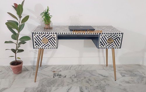 handmade bone inlay work desk, bone inlay desk, bone inlay furniture desk, - Picture 6 of 7