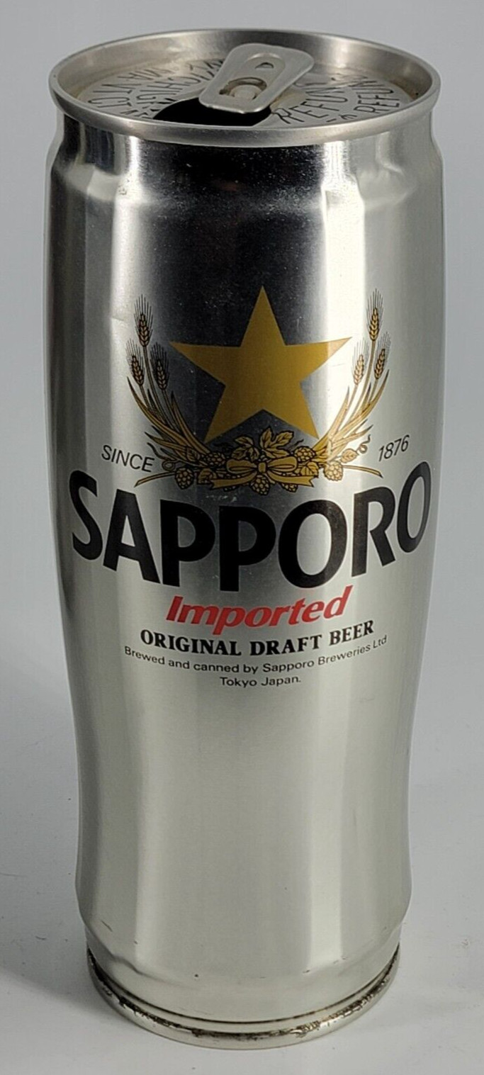 Sapporo Draft Beer/Sapporo Brws Itl. ~ Aluminum 22oz. Can ~ Empty ~ JAPAN