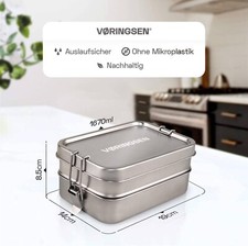 Premium XL Edelstahl Brotdose Lunchbox Frühstücksbox Bento Box 1,6l (!) BPA frei