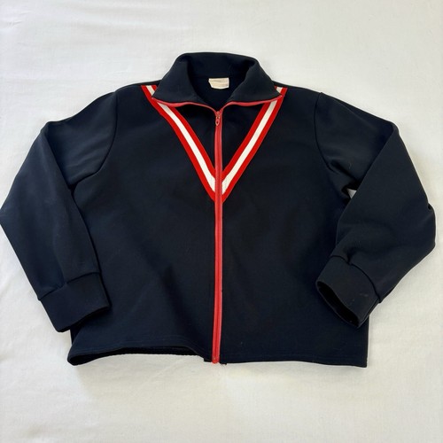 Vintage 70's Cheerleader Track Jacket Denver Black Chevron Talon Zip Women’s M - Picture 12 of 20