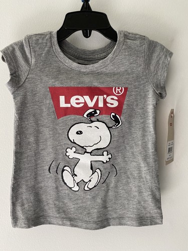 Levi’s Short Sleeve T-Shirt 3T 100% Cotton Grey Snoopy Toddler Top NWT - Picture 1 of 6