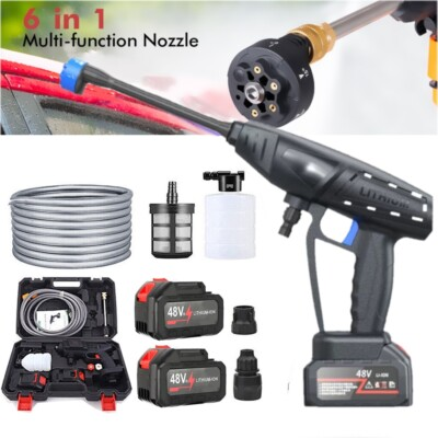 #ad 6 in 1 Cordless High Power Washer Car Pressure Washer Jet Water Wash Cleaner Gun $73.80