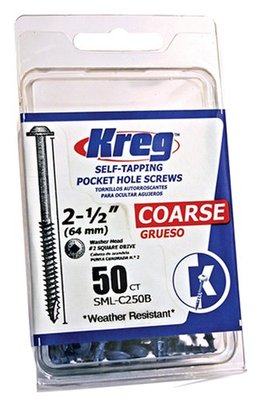Kreg SML-C250B-50 Blue-Kote WR Pocket Screws 2-1/2-Inch 8 Coarse Washer-Head
