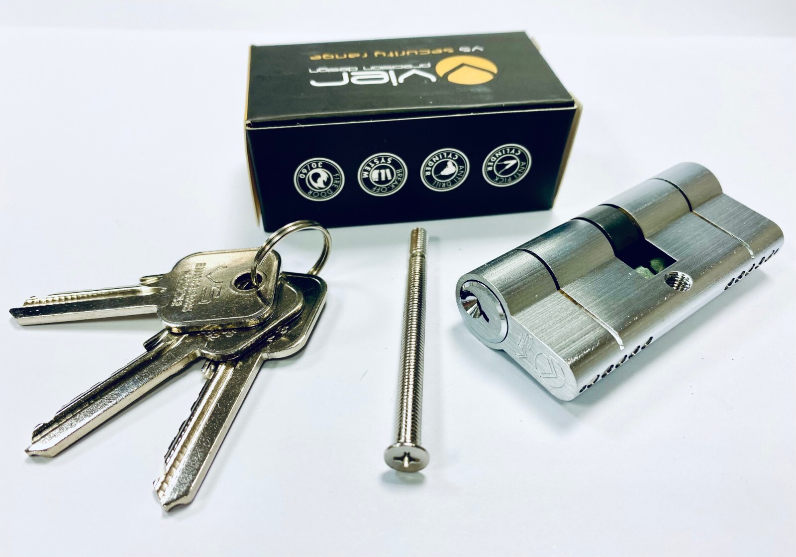 Vier V5EP70DSCE V5 70mm Euro Double Cylinder Keyed to Differ Satin Chrome