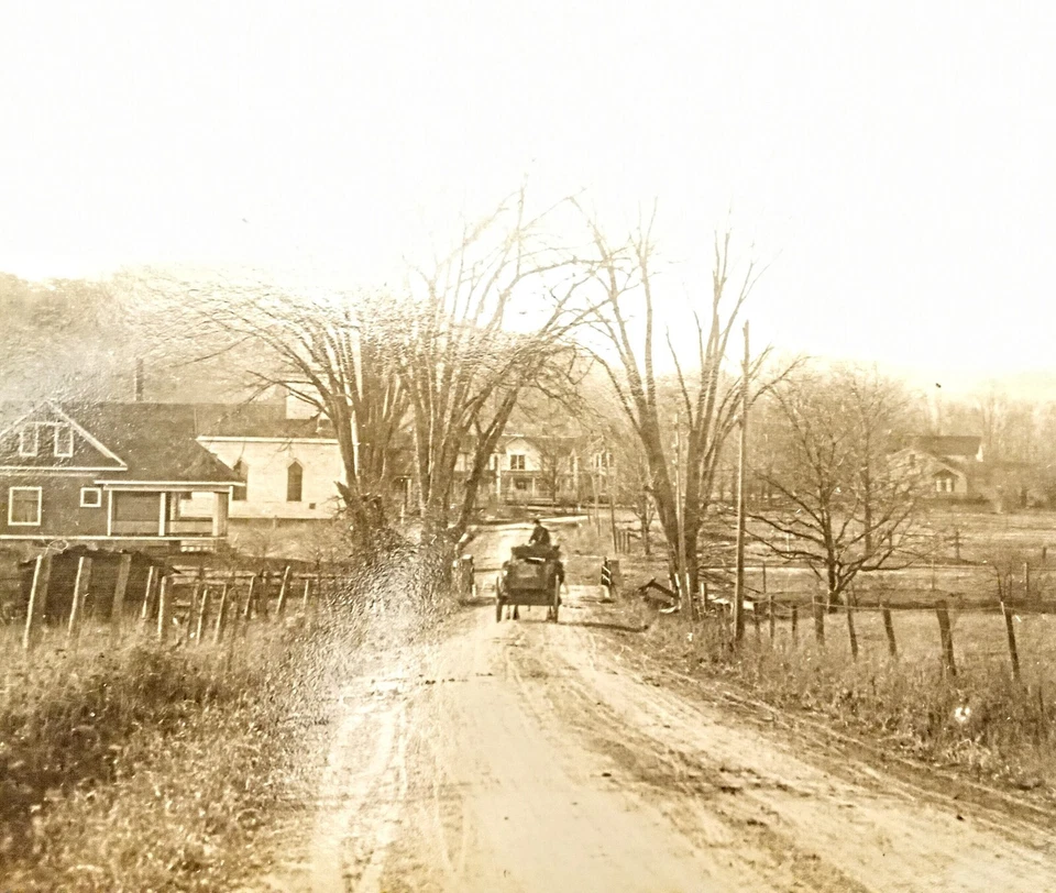 Columbia Cross Roads, Bradford County PA Horse Buggy On Dirt Road RPPC Postcard - Image 2 of 4