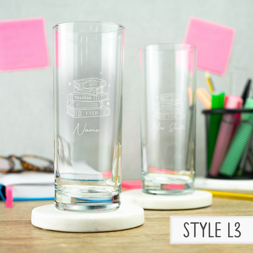Personalisierte Hiball Glas Lehrer Geschenkidee Ihre eigene Nachricht Ende der Schule Geschenk - Bild 7 von 10