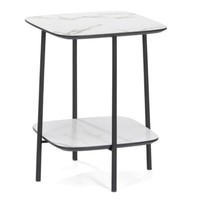 Moderner Design Beistelltisch Marmol 55Cm Weiss-Schwarze Marmor-Optik