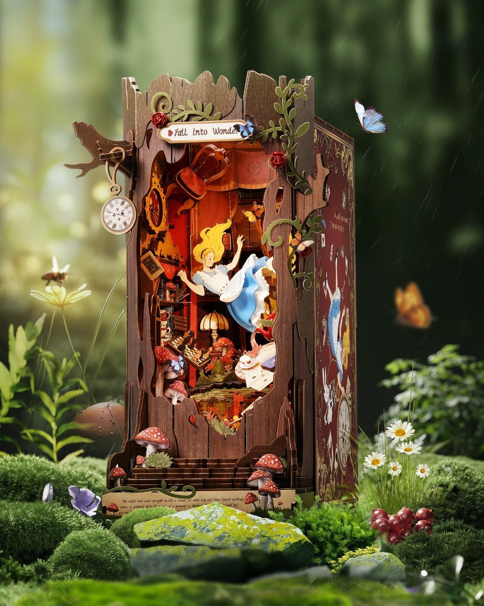 Rolife 3D Book Nook Kit Fall Into Wonder With LED DIY Bookshelf