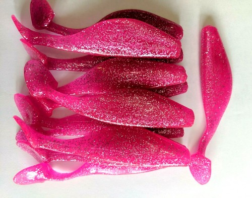 20 pack - 4" Paddle Tail SHAD -HOT PINK SILVER- Paddle Tail Swim Bait - USA - Picture 3 of 8
