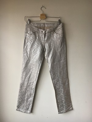 Fendi Monogram Silver Metallic Trousers Size 40 | eBay
