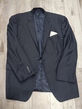 44R Men's Nautica Blazer Dark Blue Striped Wool Sport Coat