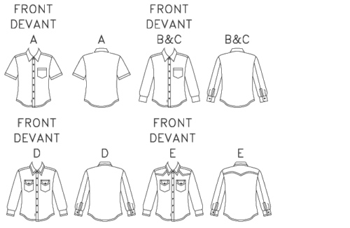 McCall 6044 Men's Sz 34-44 Button Down Shirt Yoke Western Pockets Collar Pattern - 第 3/4 張圖片