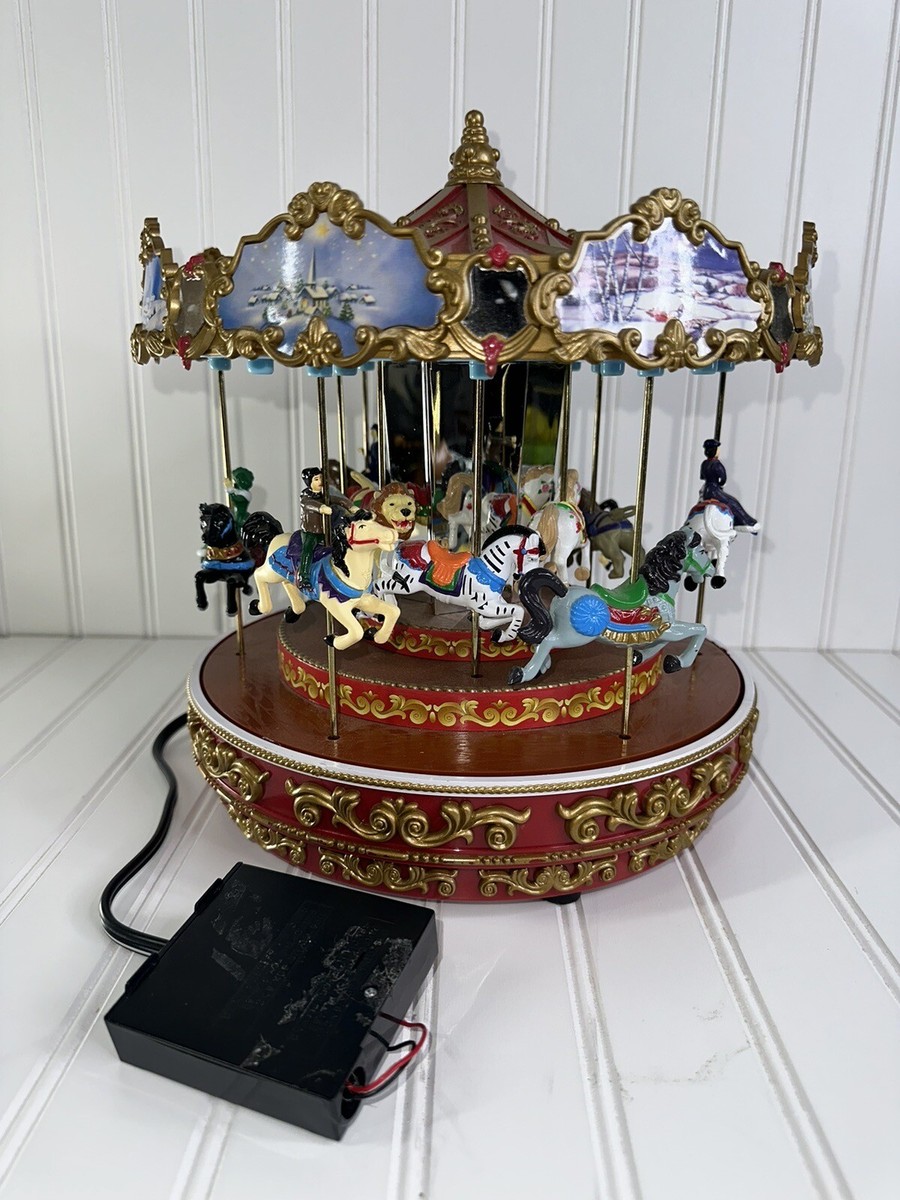 MR CHRISTMAS Triple Decker Carousel Animated Musical Plays Songs