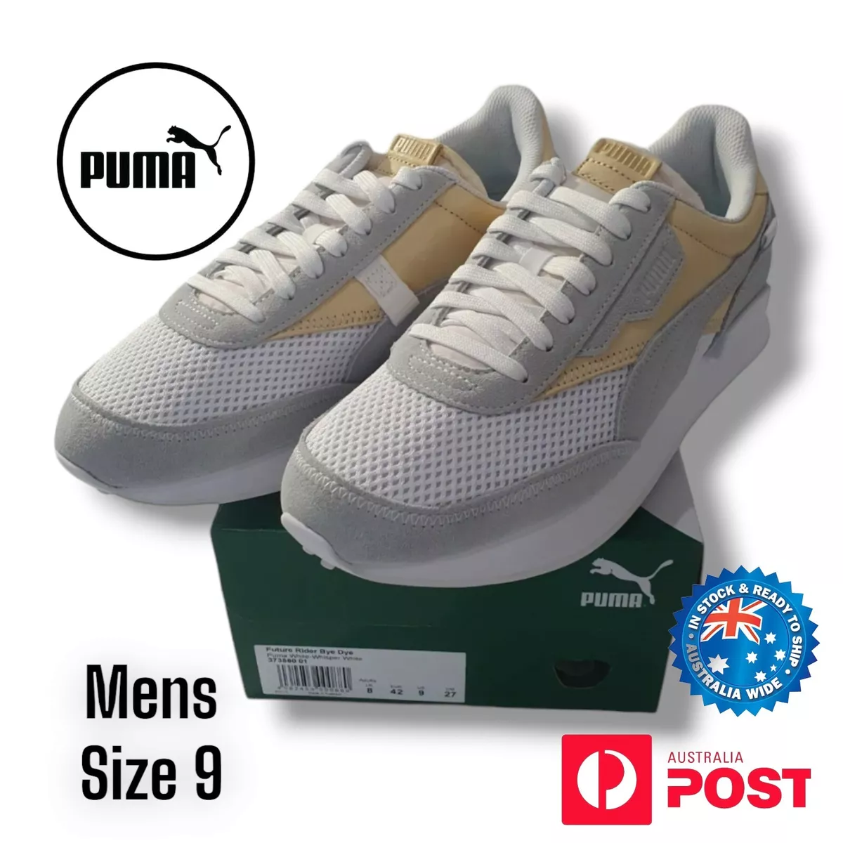 Mens Puma Future Rider Bye Dye US 9 UK 8 27cm Whisper White Grey Colour