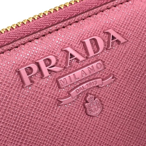 PRADA 1ML506 logo Saffiano Shine Zip Around Long Wallet saffiano leather pink - Picture 10 of 16