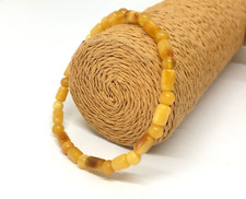 Amber Bracelet Gift Barrel Round Natural Baltic Stone Beads Mat Yellow 3g 18559