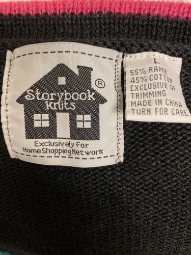 Rare Storybook Knits Sweater Cardigan World Unity Diversity HSN Womens Size L - Picture 3 of 11