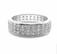 White gold finish 3 row cluster band created diamond Dubai Regency