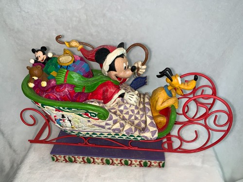 New 2006 Enesco Jim Shore Disney Laughing All The Way Mickey In Sleigh #4005626 - Picture 7 of 24