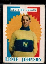 1960-61 TOPPS NHL HOCKEY ERNIE JOHNSON CARD ATG ALL TIME GREATS #4 HOF VG