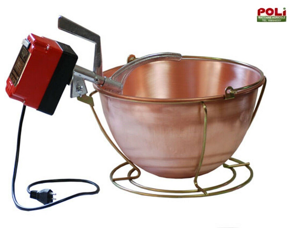 PAIOLO POLENTIERA IN RAME AUTOMATICO ELETTRICO 9LT PER POLENTA BOTTA MOTORE 24 W