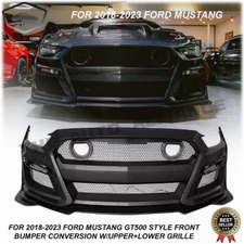 For 2018-2023 Ford Mustang Upgrade to GT500 Style Front Bumper Kits W/LED Grille