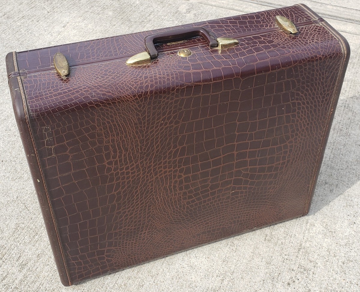 Samsonite Vintage Travel Large Suitcase 50s Luggage ~ Alligator