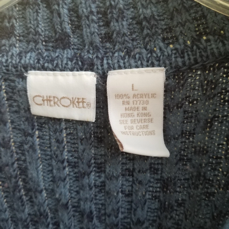 Cárdigan largo Cherokee suéter acanalado azul brezo para mujer GRANDE Y2K Cottagecore Foto 4 de 4