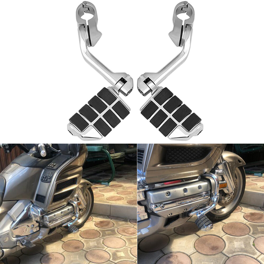 OUMURS Chrome Motorcycle Foot Pegs For 1.25" Crash Bars – Fits Harley Touring Road King Street Glide