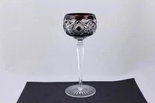 AMETHYST PURPLE BOHEMIAN CZECH CUT CLEAR CRYSTAL WINE HOCK/GOBLET - MINT