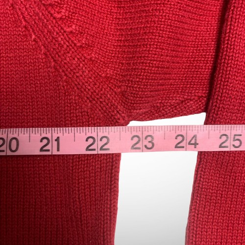 LL Bean Mens Large Red Sweater Long Sleeve V Neck Knit Sweater Pull Over - Picture 5 of 7