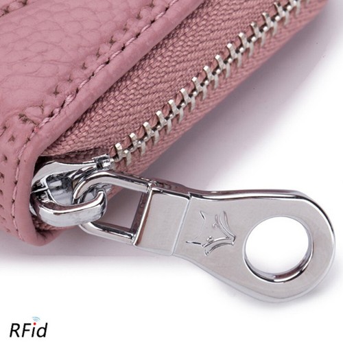 RFID Women Genuine Leather Short Wallet Credit Card Holder Zipper Purse Gift - Picture 7 of 29