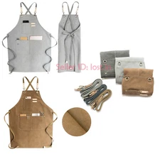 Canvas Strap Bib Apron Barista Baker Bartender BBQ Chef Cook Working Uniform New