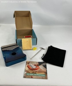 17-Key Kalimba Thumb Piano Mbira Sanza Blue Gradient Wood Full Kit with Case