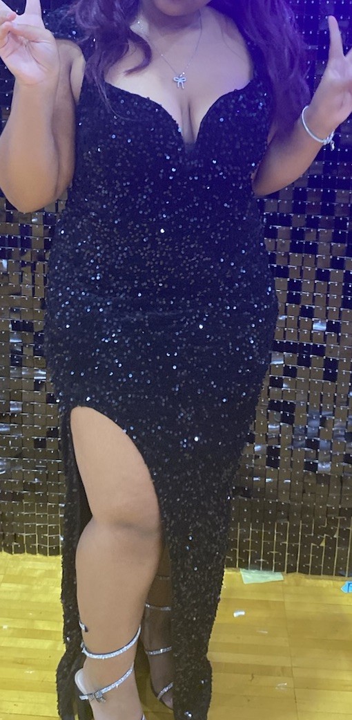 Custom Sequins Side Slit Spaghetti Strap robes de… - image 5